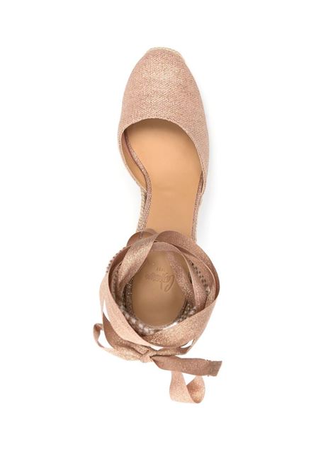Gold and pink Carina lace-up wedge espadrilles - women CASTAÑER | 0217674274