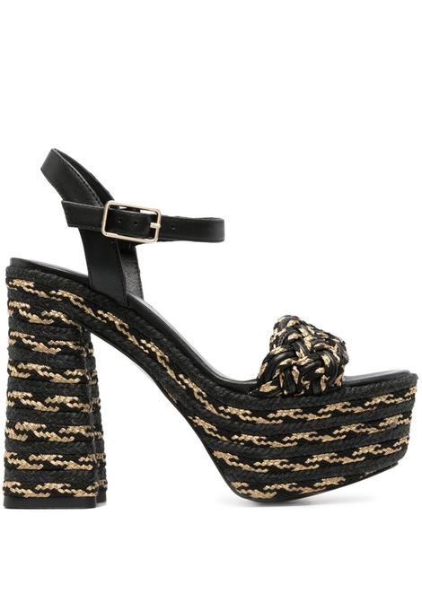 Black and beige137mm woven block-heel sandals - women CASTAÑER | 0230594023