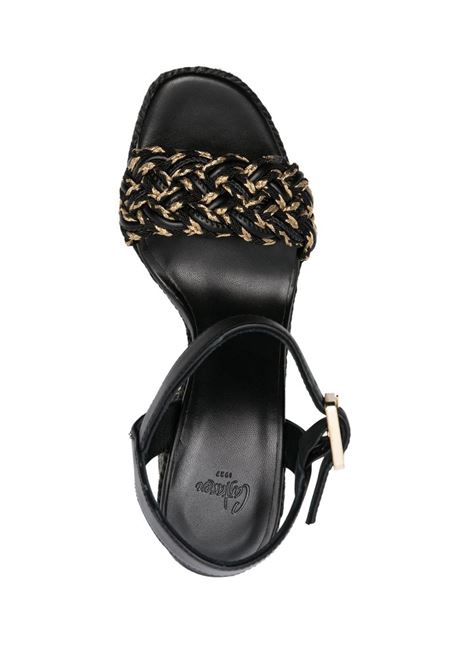 Black and beige137mm woven block-heel sandals - women CASTAÑER | 0230594023
