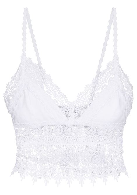 Top Darling in pizzo in bianco - donna