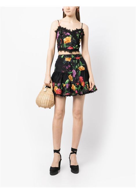 Black and multicolour floral lace-trim miniskirt - women - CHARO RUIZ ...