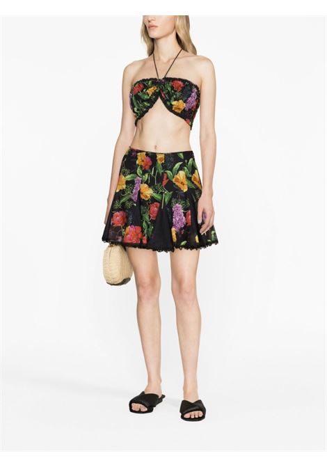 Black and multicolour Oxaya floral-print godet skirt - women CHARO RUIZ IBIZA 1989 | 232403BLK