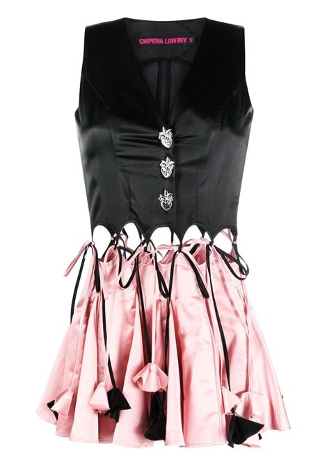 Black and pink cut-out tie-fastening mini flared dress - women CHOPOVA LOWENA | 1281MLT