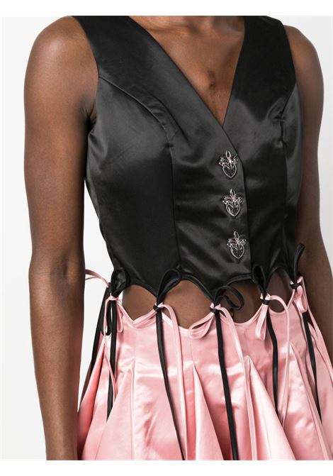 Black and pink cut-out tie-fastening mini flared dress - women CHOPOVA LOWENA | 1281MLT