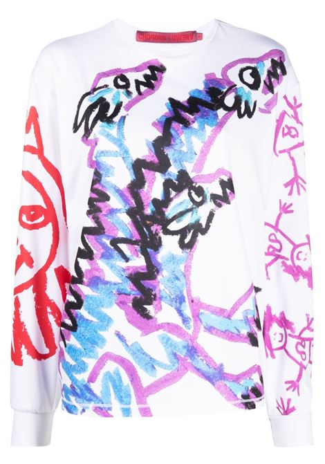 Multicolour illustration-print long-sleeve T-shirt - women CHOPOVA LOWENA | 2130WHT