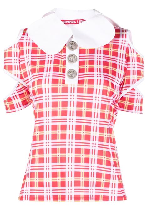 Red and white cut-out check-pattern  top - women CHOPOVA LOWENA | 2161RD