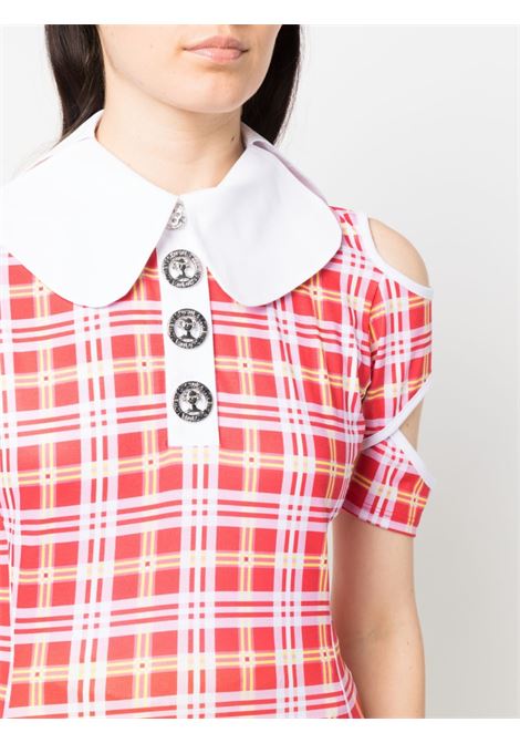 Red and white cut-out check-pattern  top - women CHOPOVA LOWENA | 2161RD