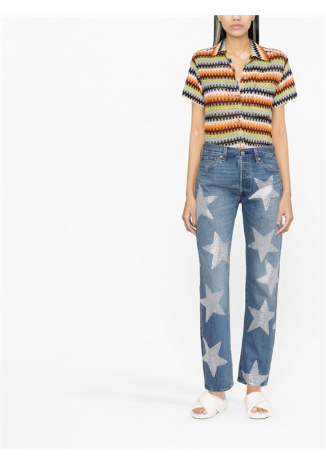 Blue star-patch denim jeans - women COLLINA STRADA | XY6002DNM