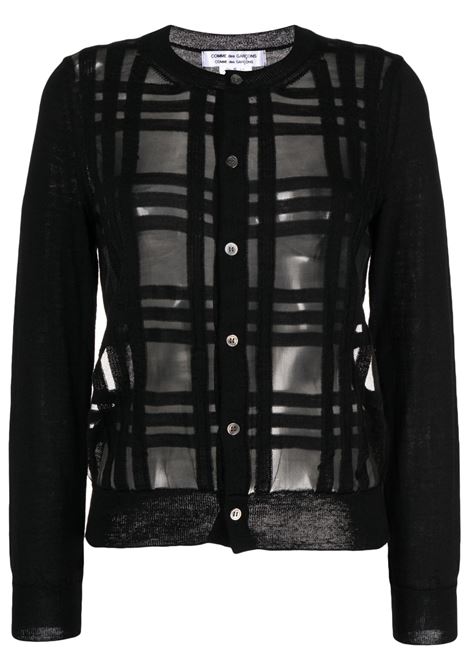 Black sheer-panelled knitted cardigan - women COMME DES GARCONS COMME DES GARCONS | RKN5031