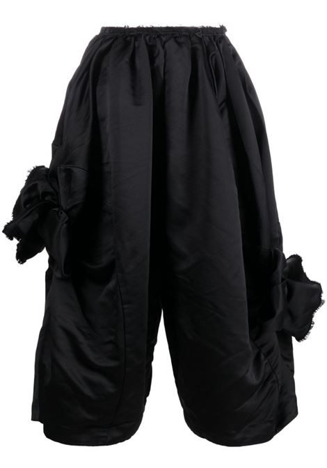 Pantaloni crop con ricami a fiori in nero - donna COMME DES GARCONS COMME DES GARCONS | RKP0081