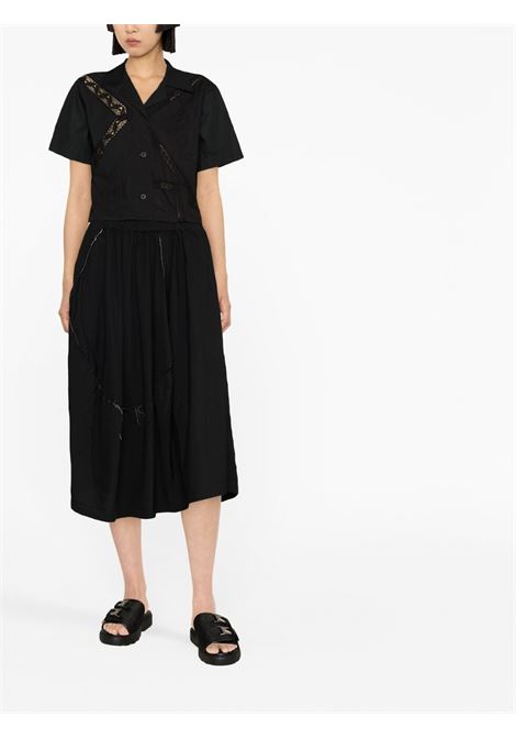 Black topstitched asymmetric midi skirt - women COMME DES GARCONS COMME DES GARCONS | RKS0151
