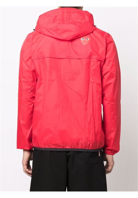 Red zip-up hooded k-way jacket - unisex COMME DES GARCONS PLAY | P1J5012