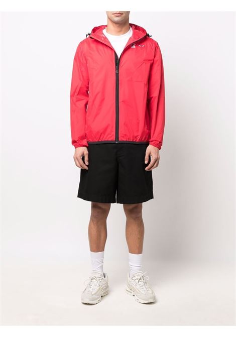 Red zip-up hooded k-way jacket - unisex COMME DES GARCONS PLAY | P1J5012