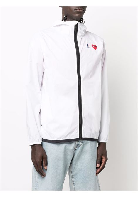 White zip-up hooded k-way jacket - unisex COMME DES GARCONS PLAY | P1J5013