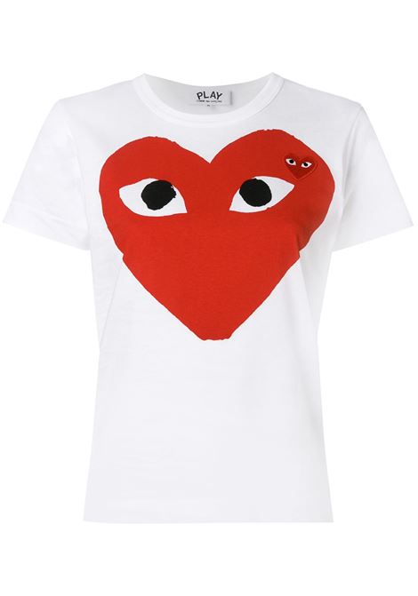 T-shirt con logo heart eyes  in bianco - donna COMME DES GARCONS PLAY | P1T0251