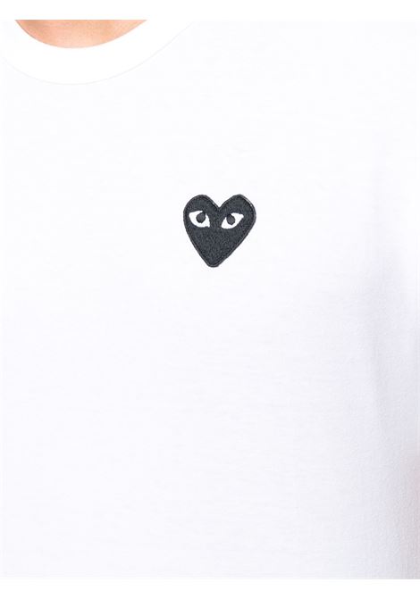 T-shirt con logo heart eyes  in bianco - uomo COMME DES GARCONS PLAY | P1T0642