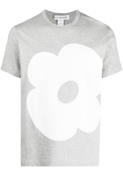 T-shirt con dettaglio a fiori in grigio - uomo COMME DES GARCONS SHIRT | FKT0050511