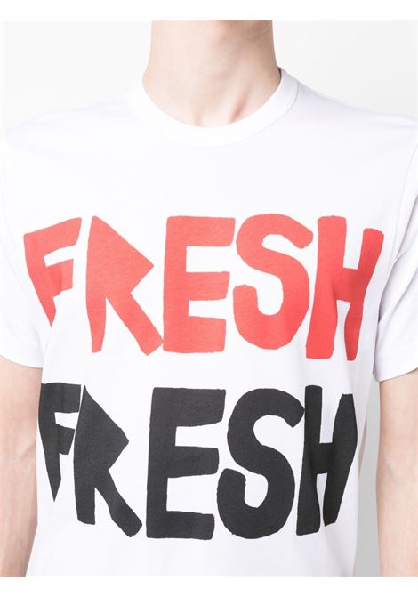 White Brett Westfall-print T-shirt - men COMME DES GARCONS SHIRT | FKT0060512