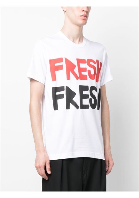 White Brett Westfall-print T-shirt - men COMME DES GARCONS SHIRT | FKT0060512