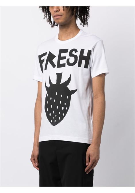 T-shirt con stampa fragole in bianco - uomo COMME DES GARCONS SHIRT | FKT0070511