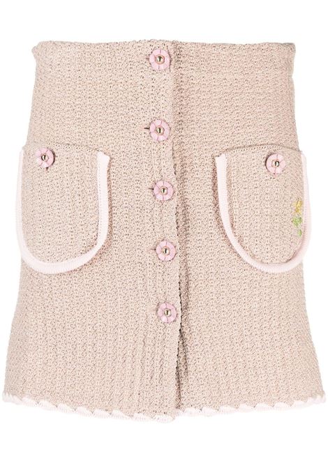 Pink Chiara flower-buttons knitted miniskirt - women CORMIO | CHIARABGPNK