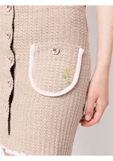 Pink Chiara flower-buttons knitted miniskirt - women CORMIO | CHIARABGPNK