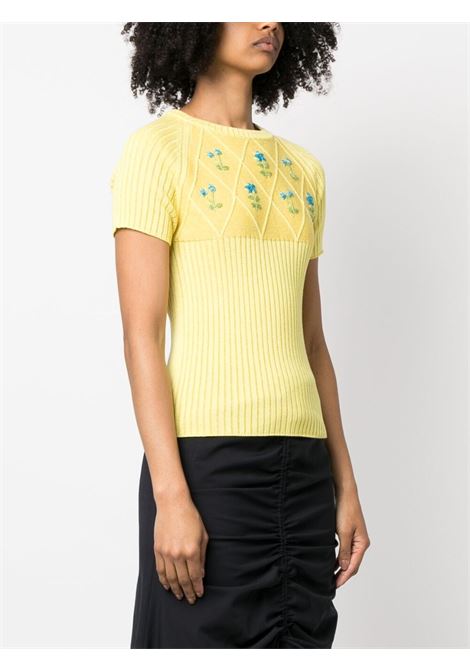 Yellow  flower-embroidered knitted top - women CORMIO | DIAMONDZLF