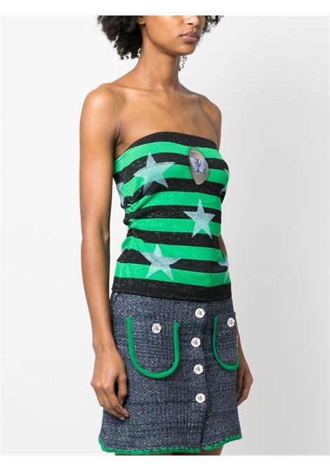Black and green star-print off-shoulder top - women CORMIO | MAVINR