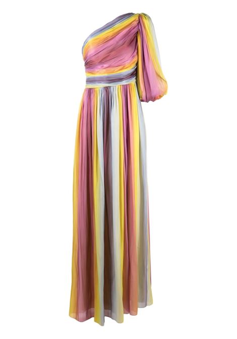 Multicolored one-shoulder ruched dress - women  COSTARELLOS | SS2365RNBW