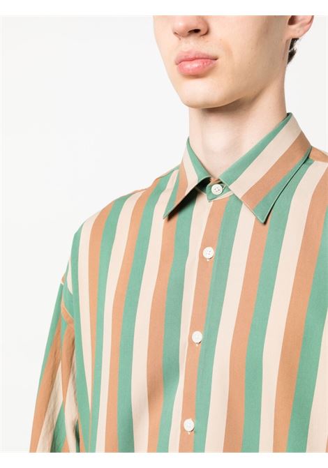 Beige, green and brown stripe-print long-sleeved shirt - men COSTUMEIN | U10206