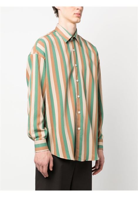 Beige, green and brown stripe-print long-sleeved shirt - men COSTUMEIN | U10206