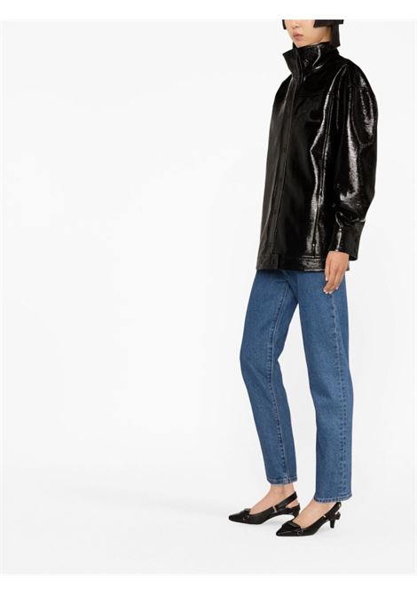 Black high-neck vinyl jacket - women COURRÈGES | 223CBL106VY00149999