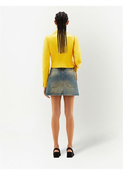 Yellow logo-patch shirt jacket - women  COURRÈGES | PERCBL005VY00032051