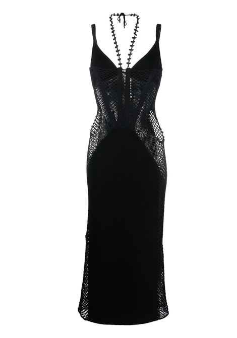 Black Coral crochet cut-out dress - women DION LEE | A7647R23BLK