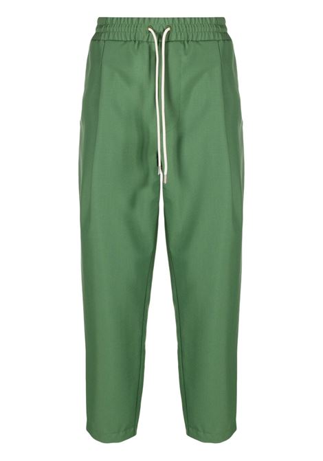 Green drawstring-waistband tapered-leg trousers - men DRÔLE DE MONSIEUR | BBP101WO004KK