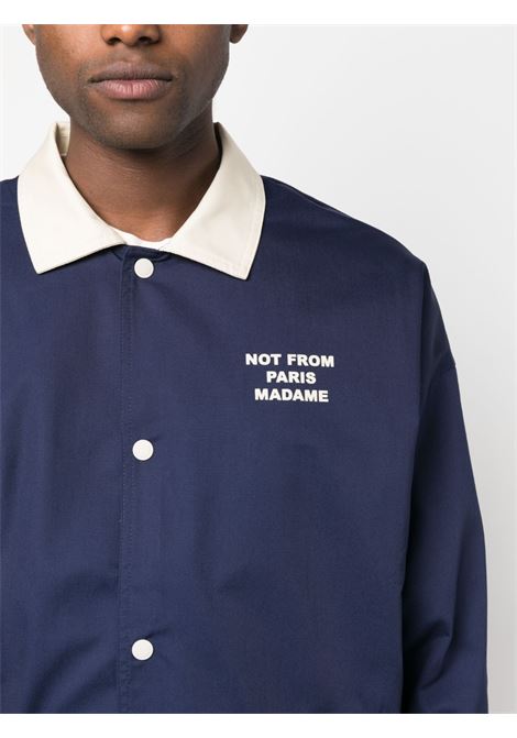 Blue slogan-print bomber jacket - men DRÔLE DE MONSIEUR | BJT138PL004NY
