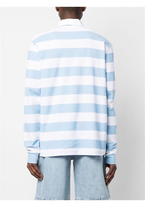 White and light blue stripe-pattern polo shirt - men DRÔLE DE MONSIEUR | BPL110CO054LBE