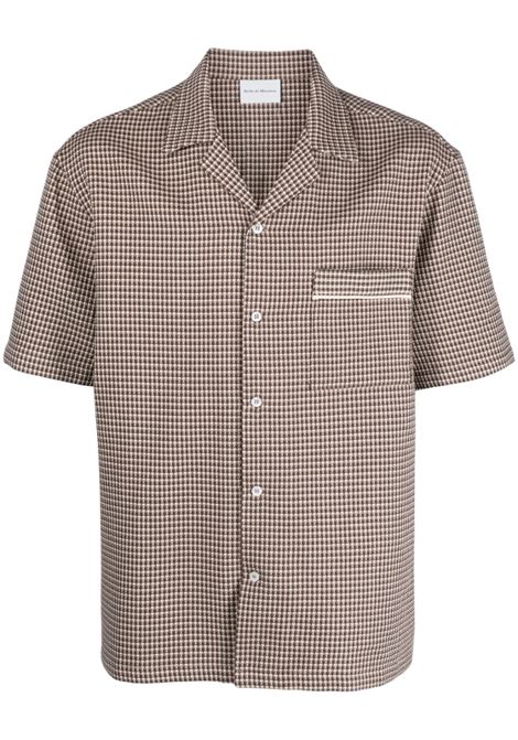 Brown waffle-knit tartan-check shirt - men DRÔLE DE MONSIEUR | BSH134CO047BN