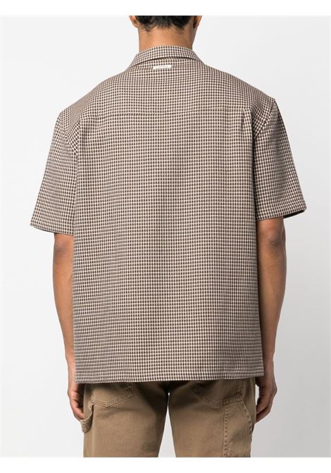 Brown waffle-knit tartan-check shirt - men DRÔLE DE MONSIEUR | BSH134CO047BN