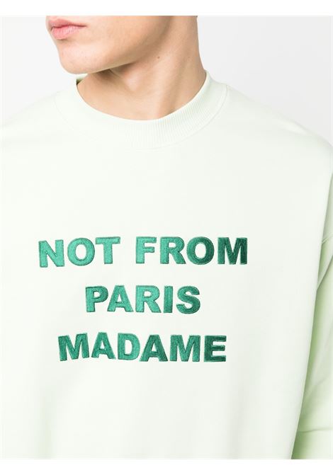 Light green slogan-print crew neck sweatshirt - men DRÔLE DE MONSIEUR | BSW102CO001LGN