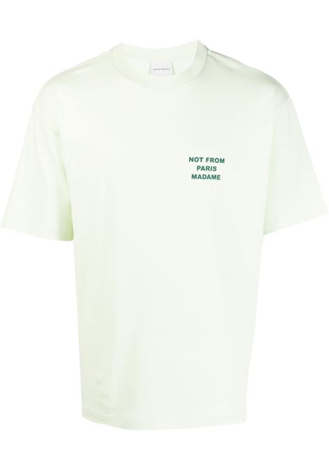 Light green slogan-print crew neck T-shirt - men DRÔLE DE MONSIEUR | BTS101CO002LGN