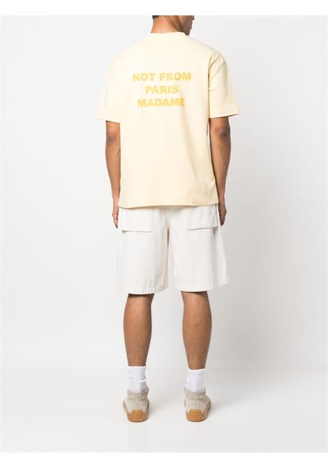 Light yellow slogan-print crew neck T-shirt - men DRÔLE DE MONSIEUR | BTS101CO002LYL