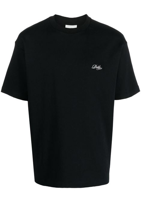 Black embroidered-logo detail T-shirt - men DRÔLE DE MONSIEUR | BTS150CO002BL