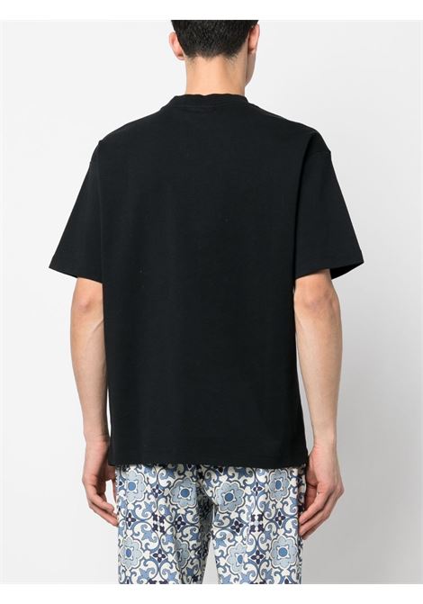 Black embroidered-logo detail T-shirt - men DRÔLE DE MONSIEUR | BTS150CO002BL