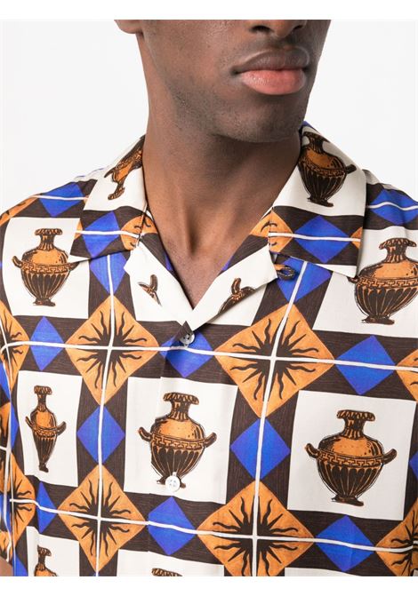 Camicia con stampa in marrone, blu e bianco - uomo DRÔLE DE MONSIEUR | SH125VI002BN