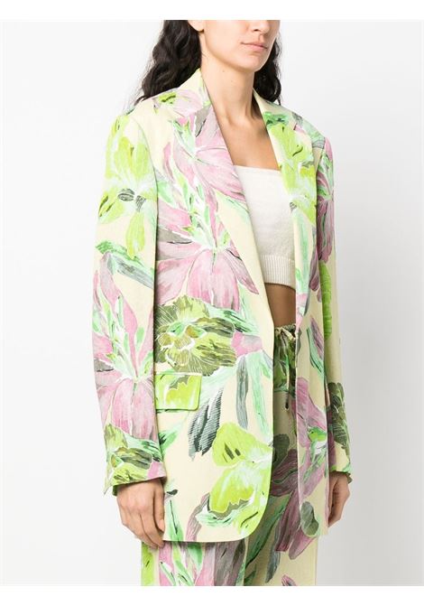 Green floral-print single-breasted blazer - women DRIES VAN NOTEN | 2310104036159601