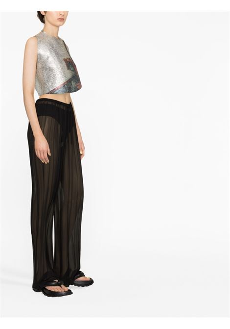 Black sheer pleated trousers - women DRIES VAN NOTEN | 2310109356265900