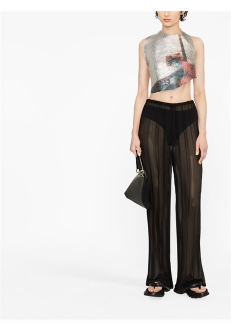 Pantaloni trasparenti con pieghe in nero - donna DRIES VAN NOTEN | 2310109356265900