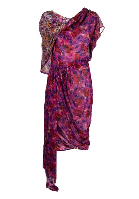Multicolored mix-print midi dress - women DRIES VAN NOTEN | 2310110646139304