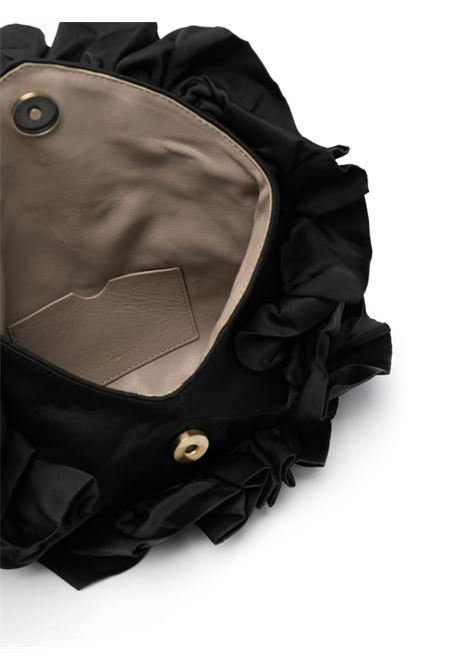 Black satin ruffled clutch bag - women DRIES VAN NOTEN | 231011520804900